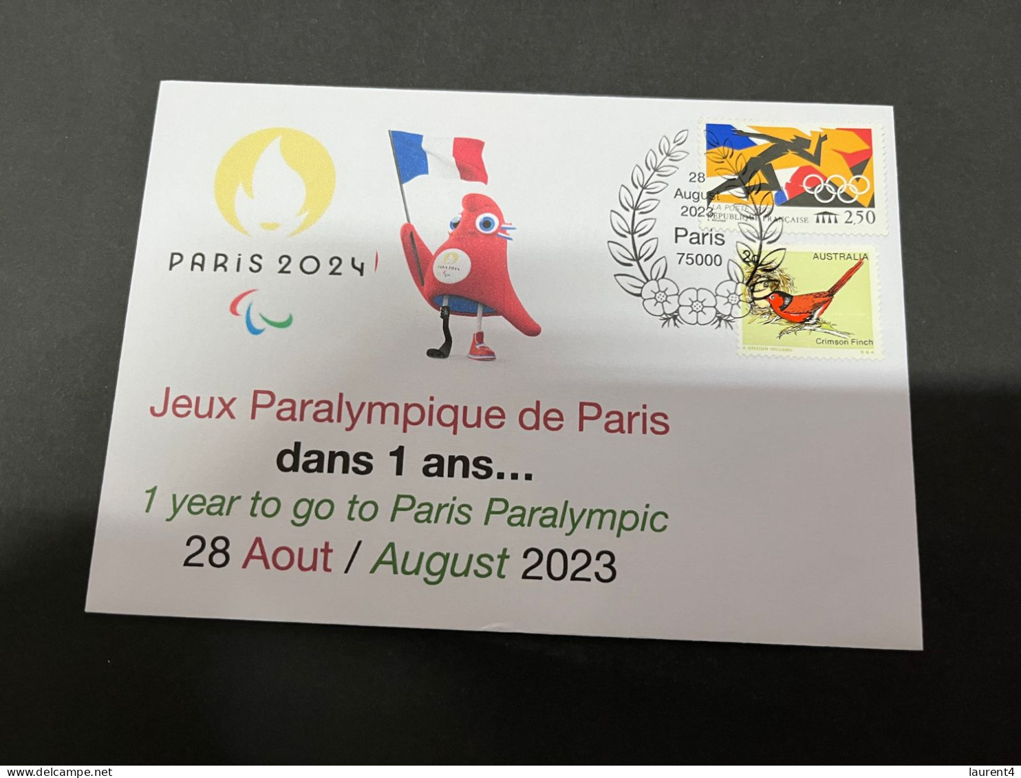 28-8-2023 (3 T 28) Jeux Paralympique De Paris - 1 Year To Go Today - 1 Ans Avant Ce Jour... (Open 28 August 2024) - Sommer 2024: Paris