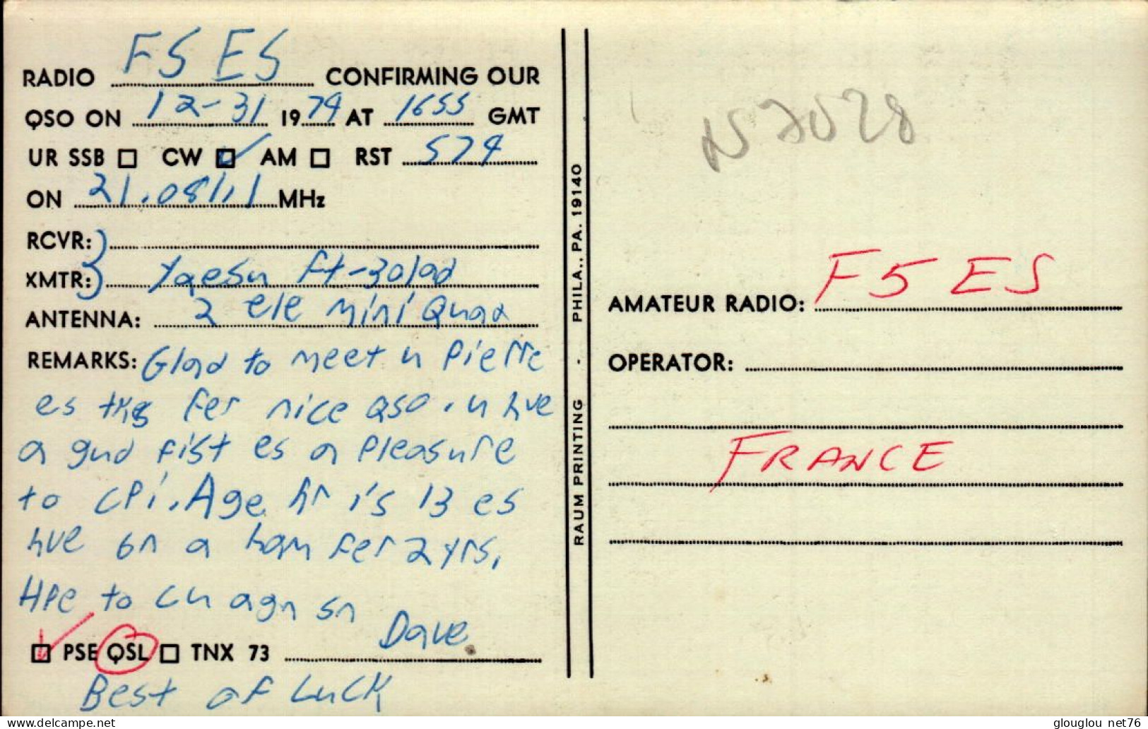 CARTE QSL...W B 2 V O Q ..BROOKLYN..1979 - Radio