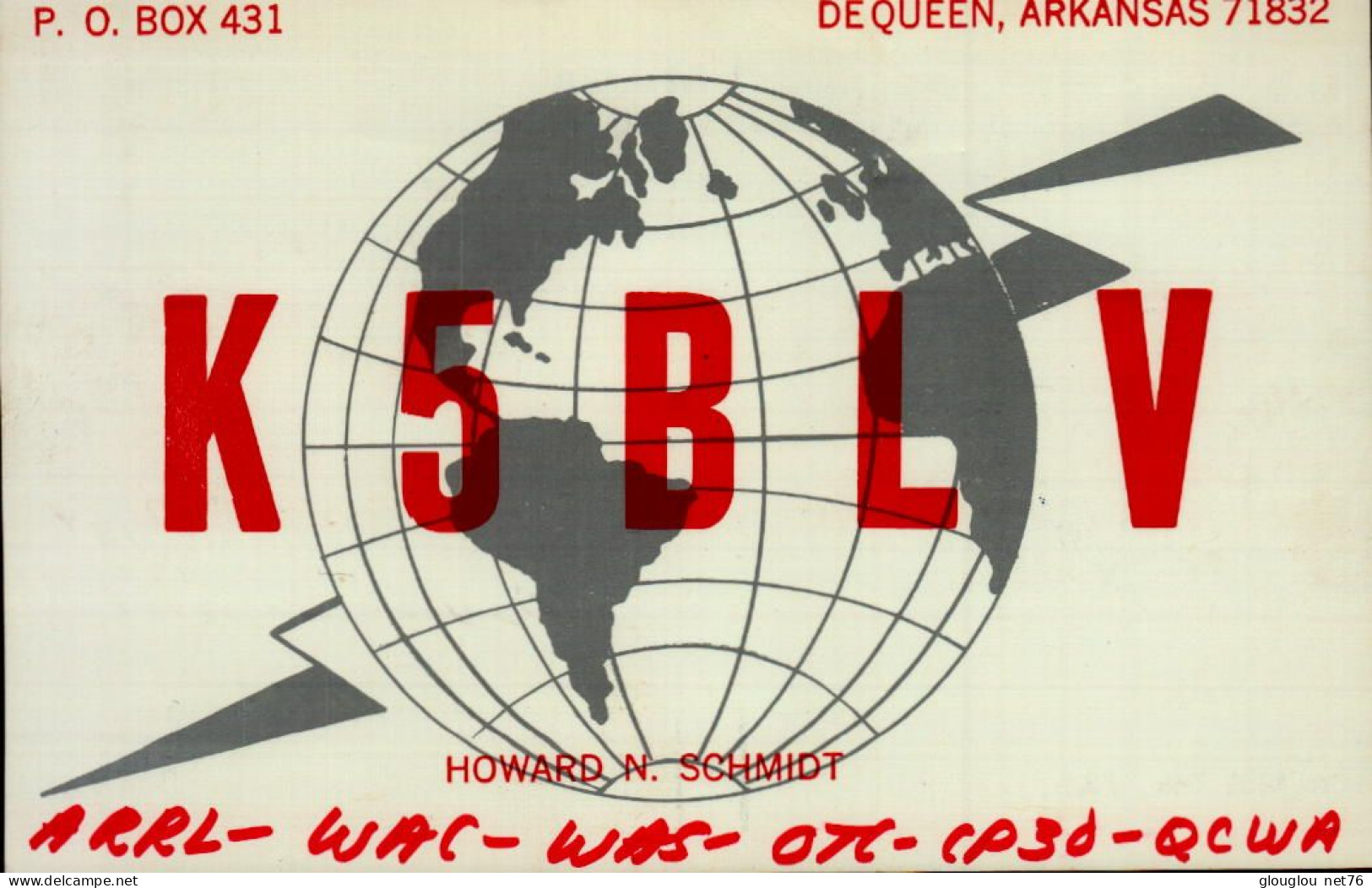 CARTE QSL...K 5 B L V   DEQUEEN;ARKANSAS 71832...1968 - Radio