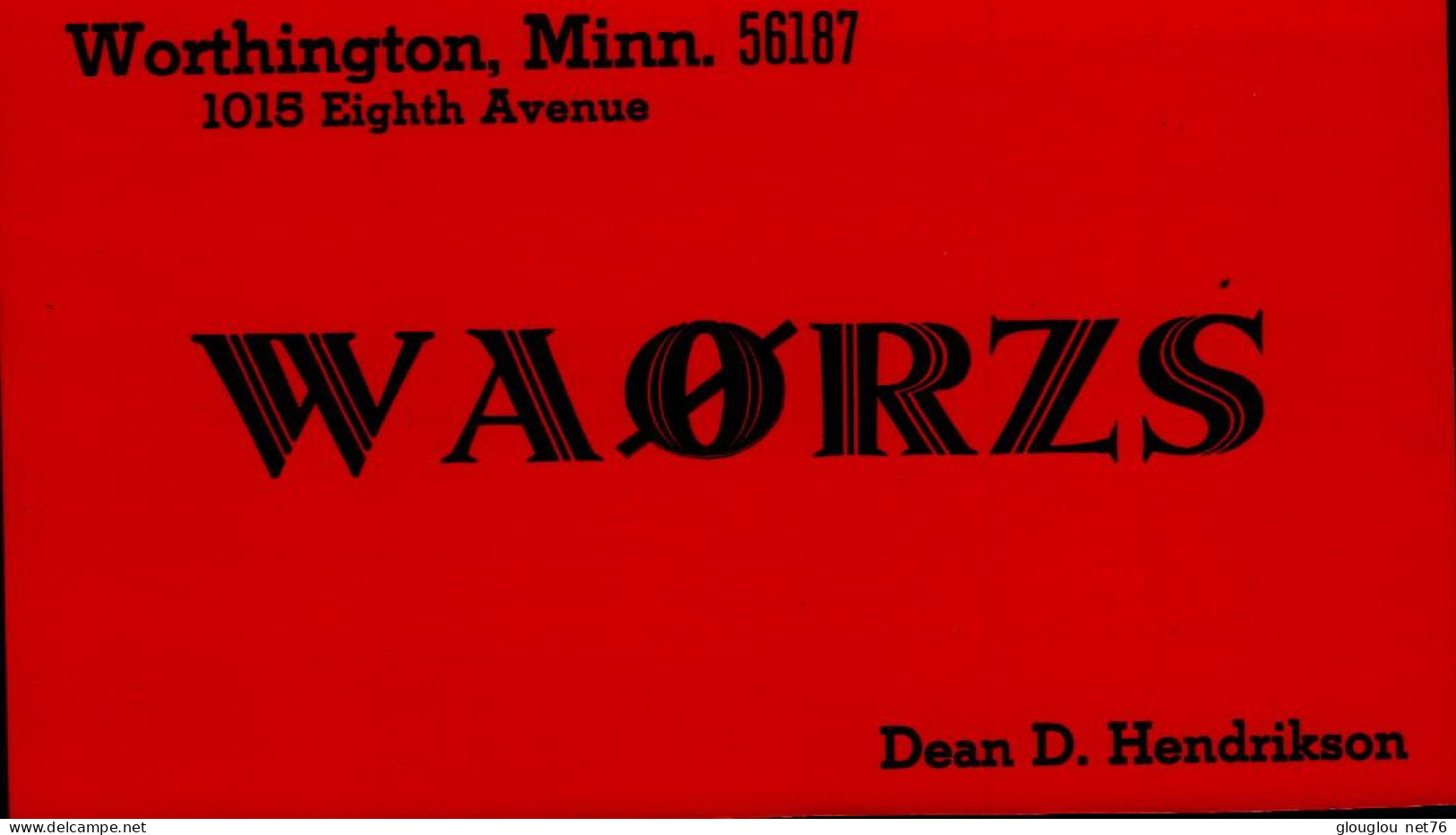 CARTE QSL..WAORZS..WORTHINGTO?,MINN   1968 - Radio