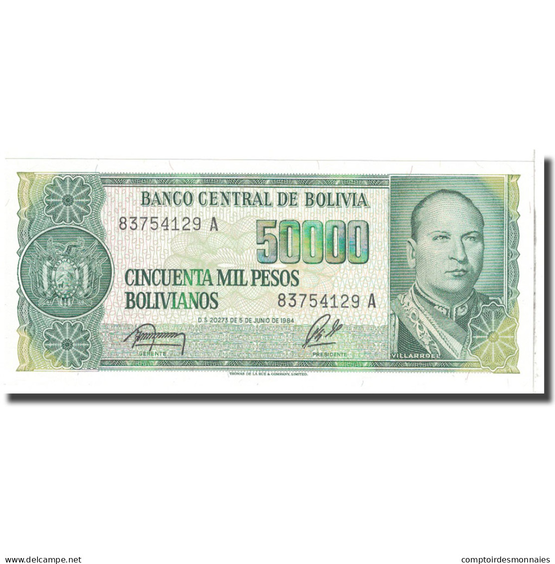 Billet, Bolivie, 50,000 Pesos Bolivianos, 1984, 1984-06-05, KM:170a, NEUF - Bolivie