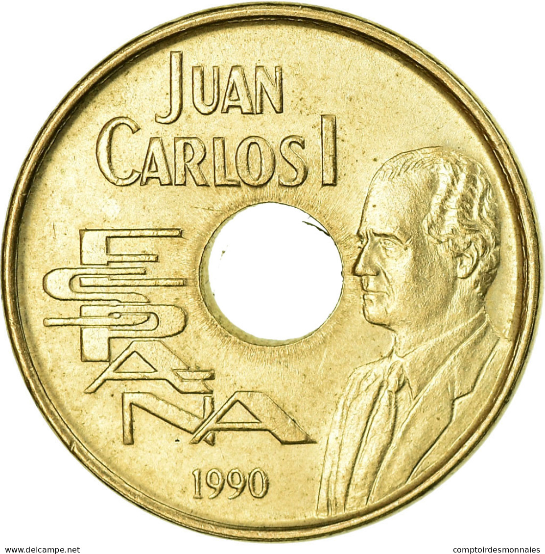 Monnaie, Espagne, Juan Carlos I, 25 Pesetas, 1990, Madrid, SUP, Aluminum-Bronze - 25 Pesetas