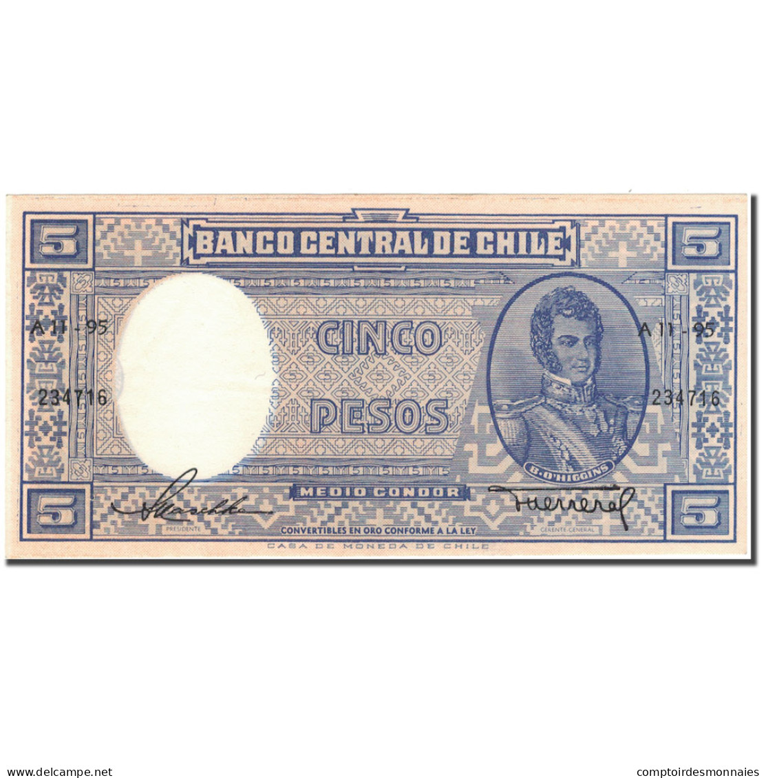 Billet, Chile, 5 Pesos = 1/2 Condor, KM:119, SUP - Chile