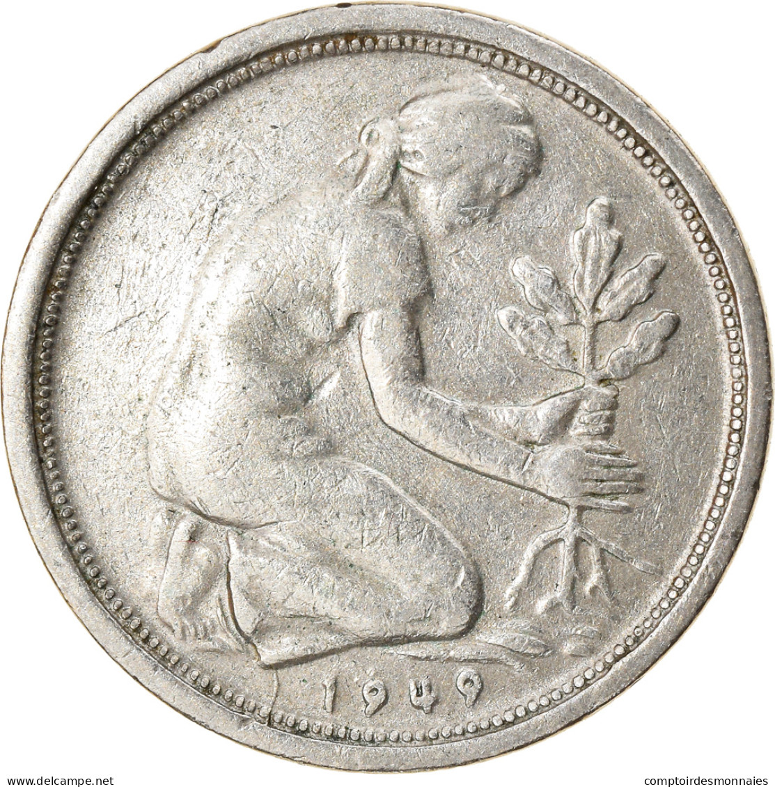 Monnaie, République Fédérale Allemande, 50 Pfennig, 1949, Karlsruhe, TTB - 50 Pfennig