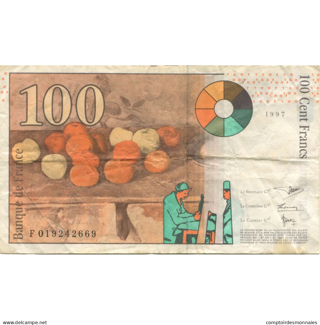 France, 100 Francs, Cézanne, 1997, TB, Fayette:F74.01, KM:158a - 100 F 1997-1998 ''Cézanne''