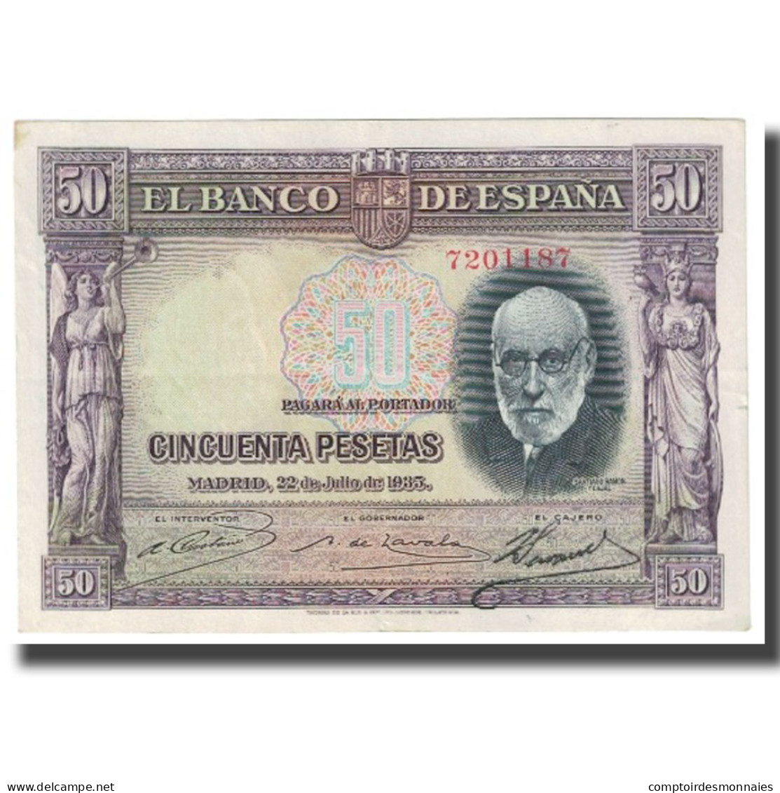 Billet, Espagne, 50 Pesetas, 1935, 1935-07-22, KM:88, TTB - 50 Pesetas