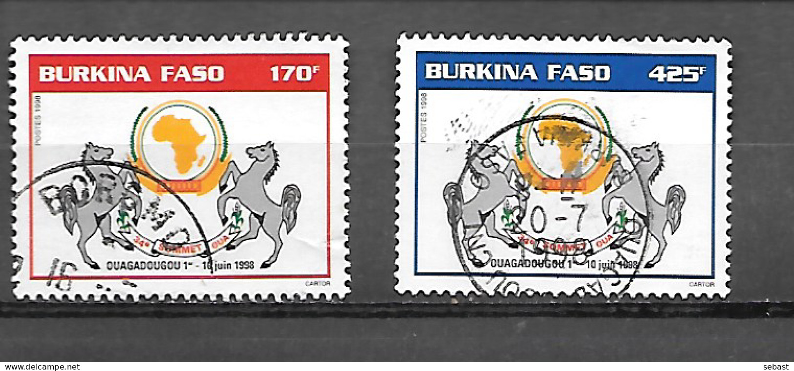 TIMBRE OBLITERE  DU BURKINA DE 1998 N° MICHEL 1501/02 - Burkina Faso (1984-...)