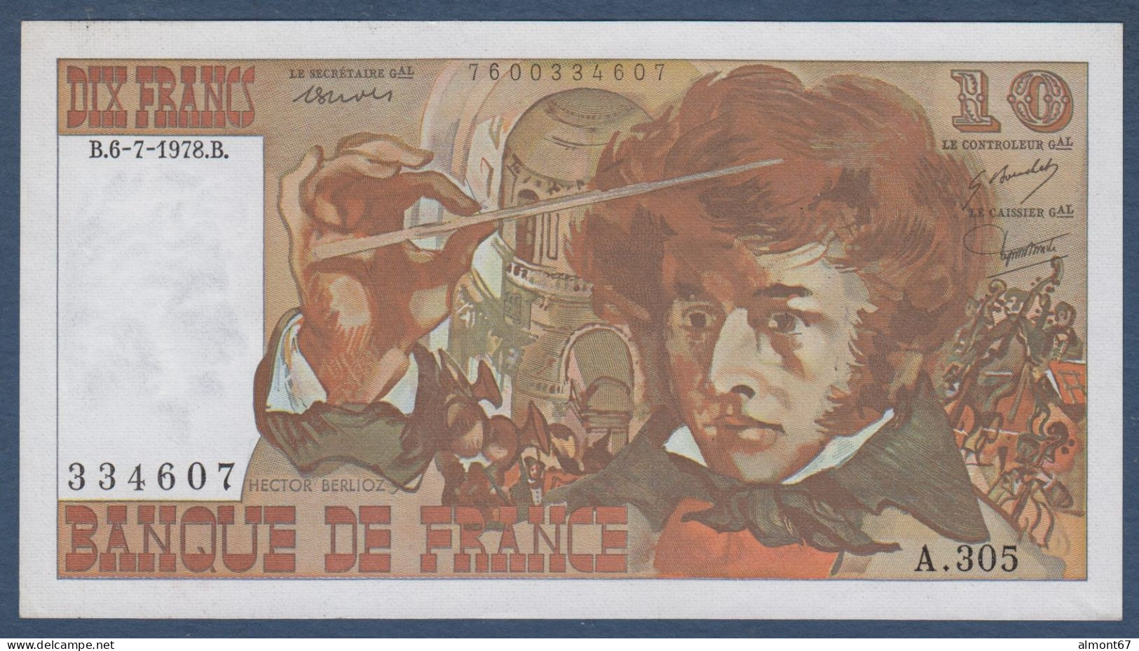 10 Francs  Berlioz  Du  6 - 7 - 1978 - 10 F 1972-1978 ''Berlioz''