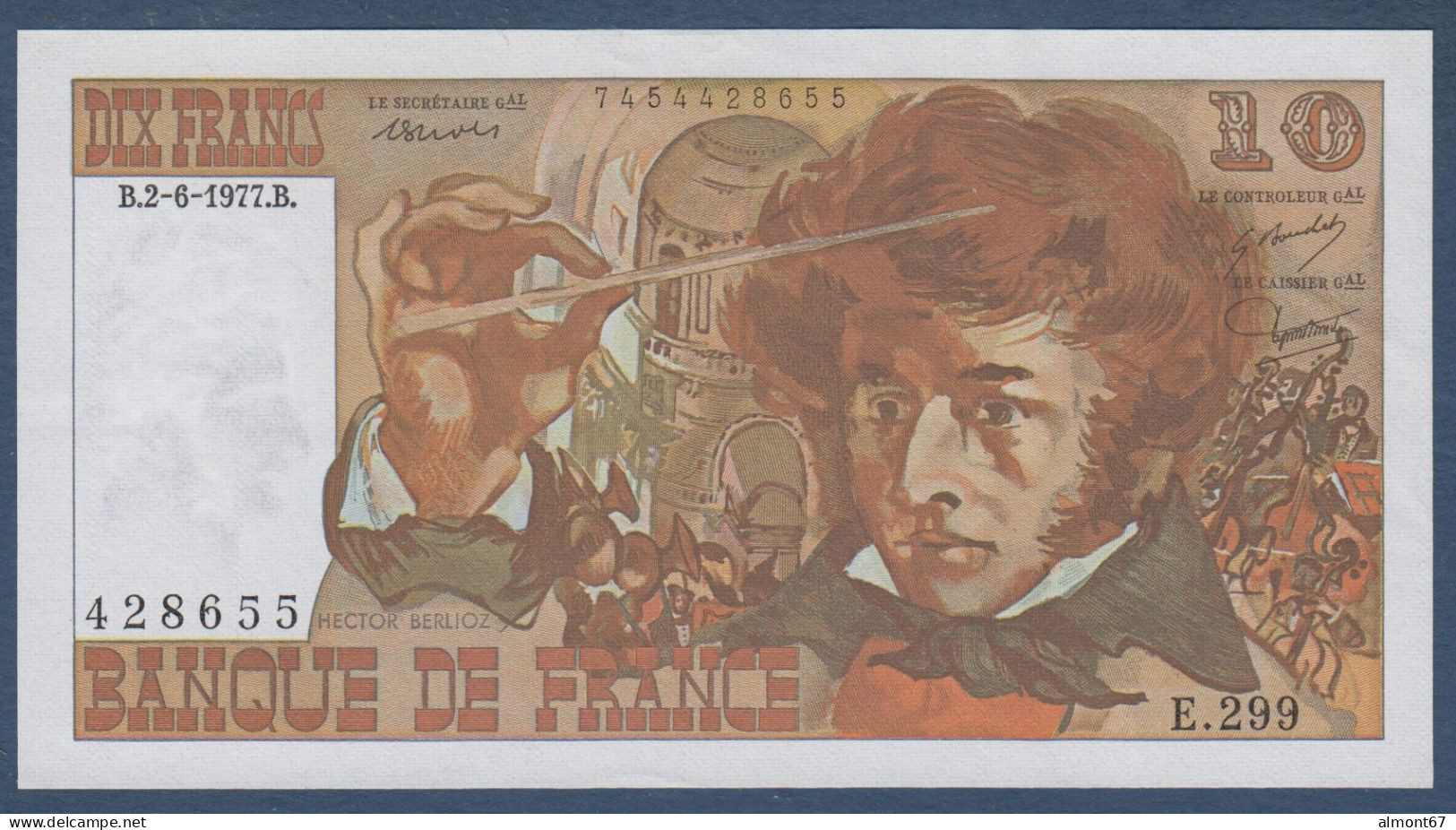 10 Francs  Berlioz  Du  2 - 6 - 1977 - 10 F 1972-1978 ''Berlioz''