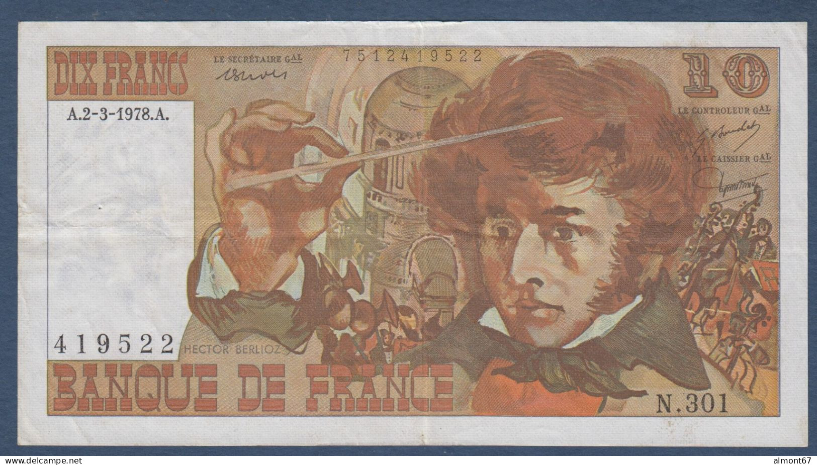 10 Francs  Berlioz  Du  2 - 3 - 1978 - 10 F 1972-1978 ''Berlioz''