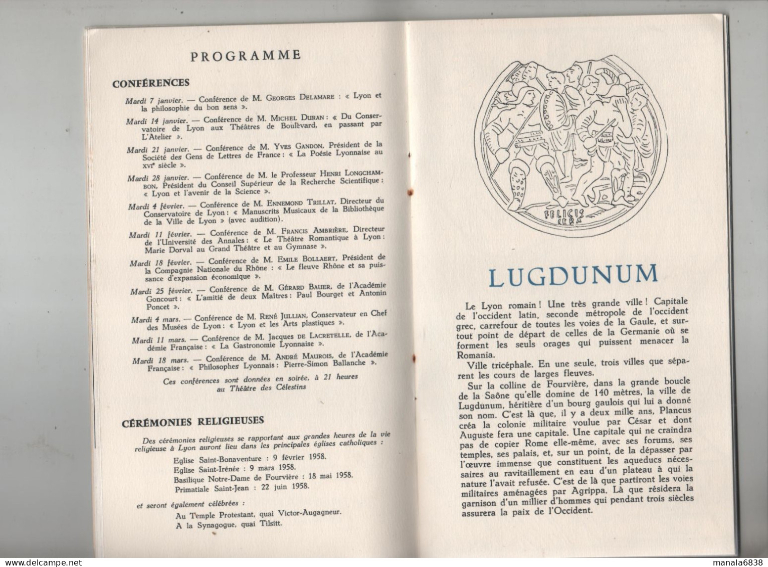 Bimillénaire De Lyon Spécial Quinze Jours Plan De Lugdunum Audin  1957 - Rhône-Alpes