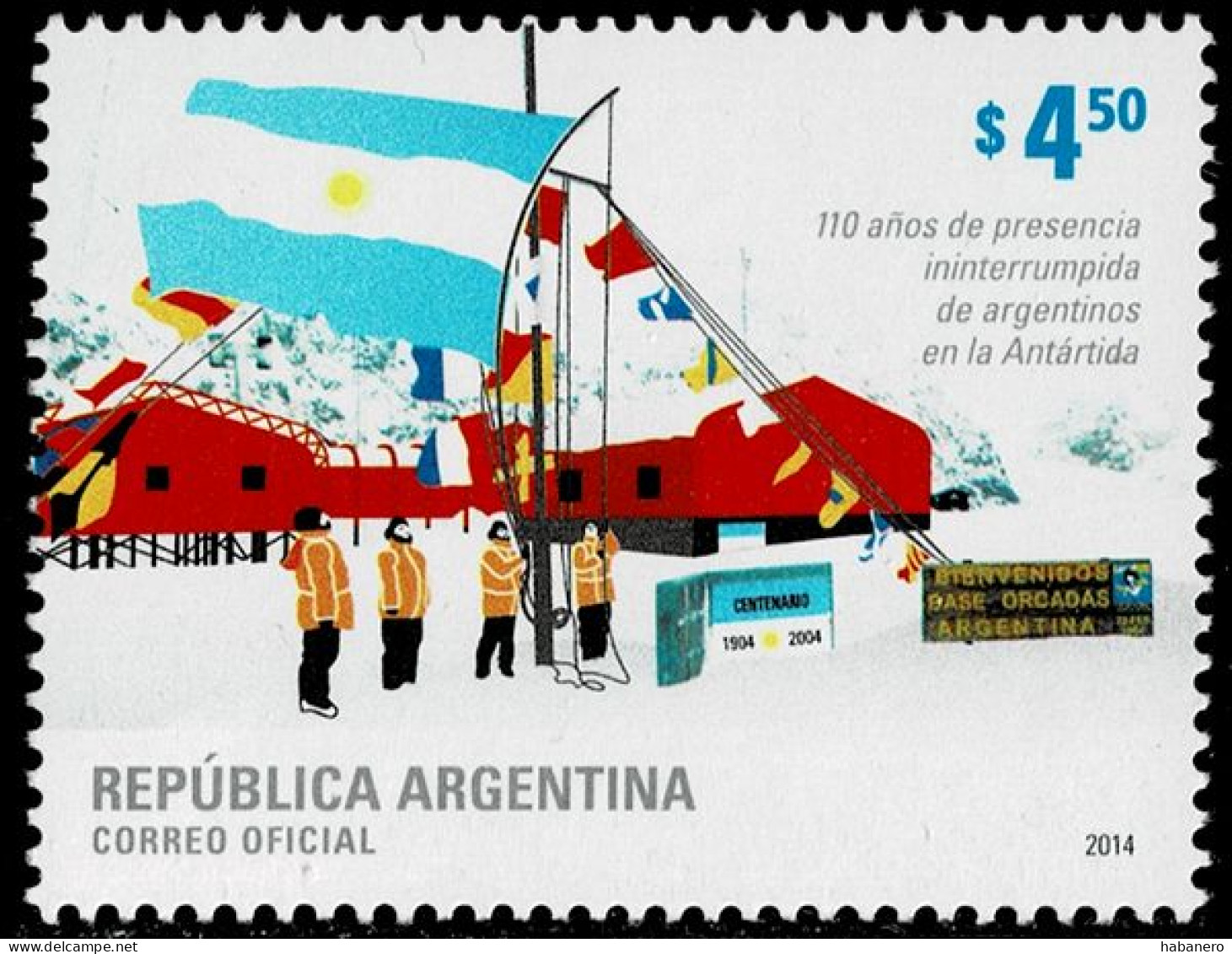 ARGENTINA 2014 Mi 3555 110th ANNIVERSARY OF ARGENTINIAN PRESENCE IN ANTARTICA MINT STAMP ** - Programas De Investigación