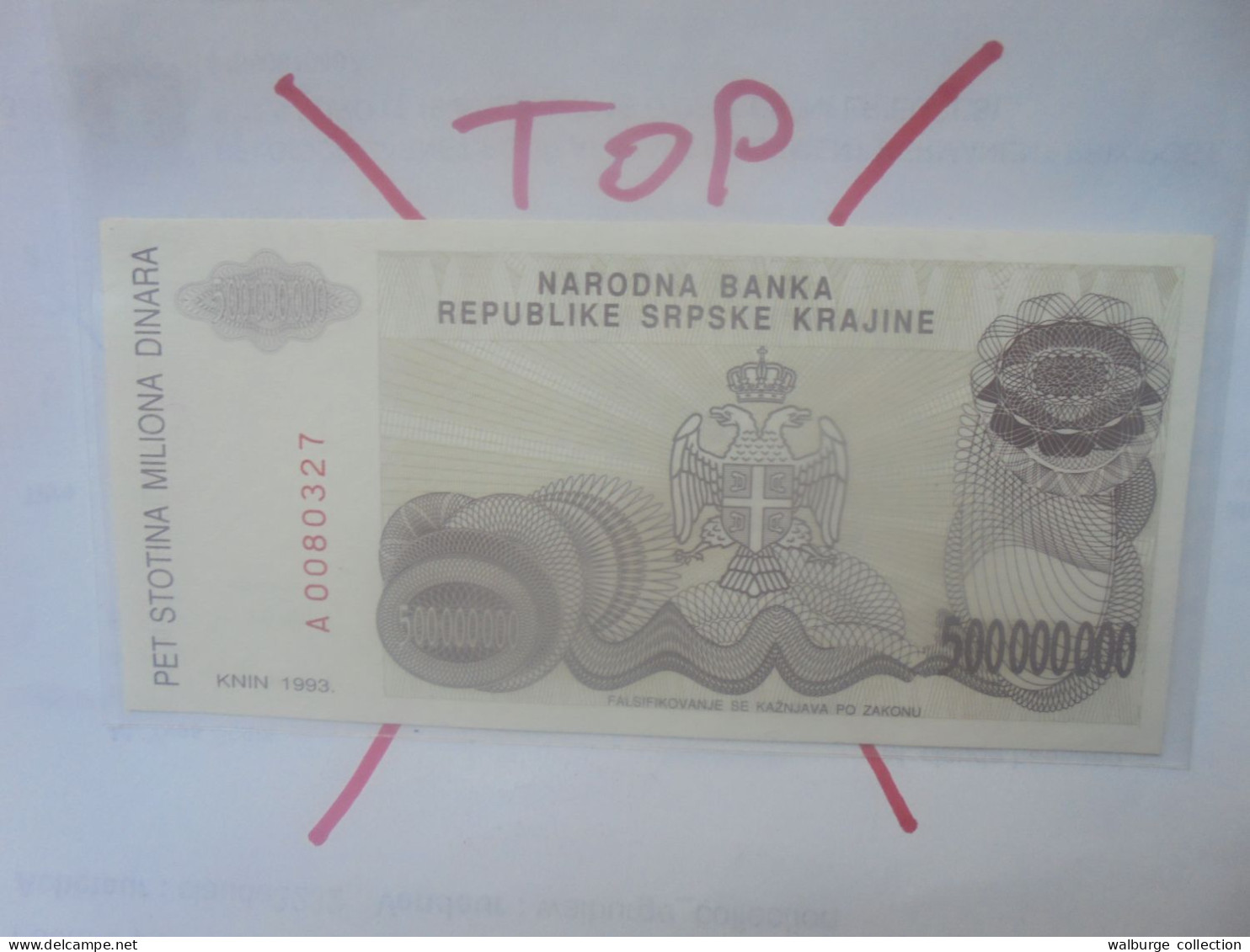 République Serbe (KNIN) 500.000.000 DINARA 1993 Neuf (B.30) - Serbia