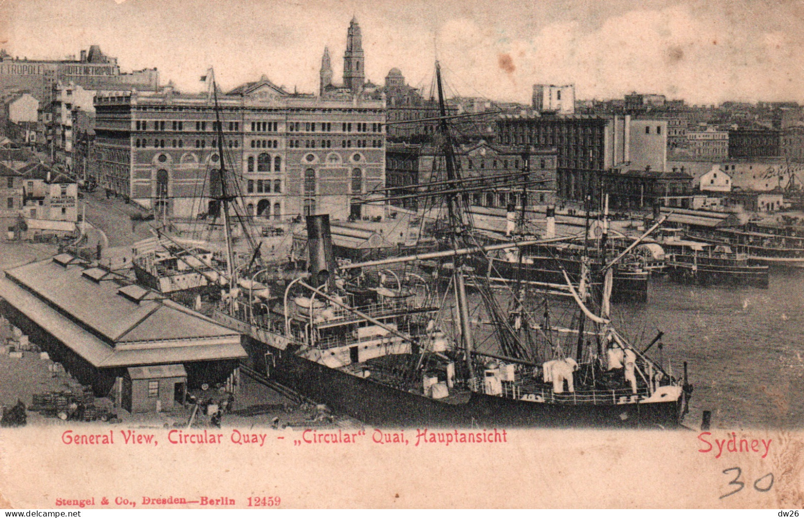 Sydney - General View, Circular Quay - Hauptansicht (Vue Générale) Carte N° 12459 Dos Simple Non Circulée - Sydney