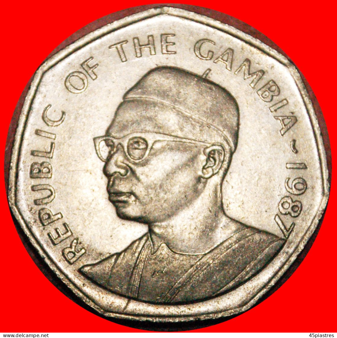 * CROCODILE: THE GAMBIA  1 DALASI 1987 HEPTAGON! PORTRAIT! · LOW START! · NO RESERVE! - Gambia