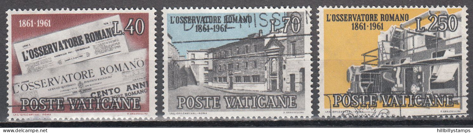 VATICAN   SCOTT NO 310-12    USED   YEAR  1961 - Usati