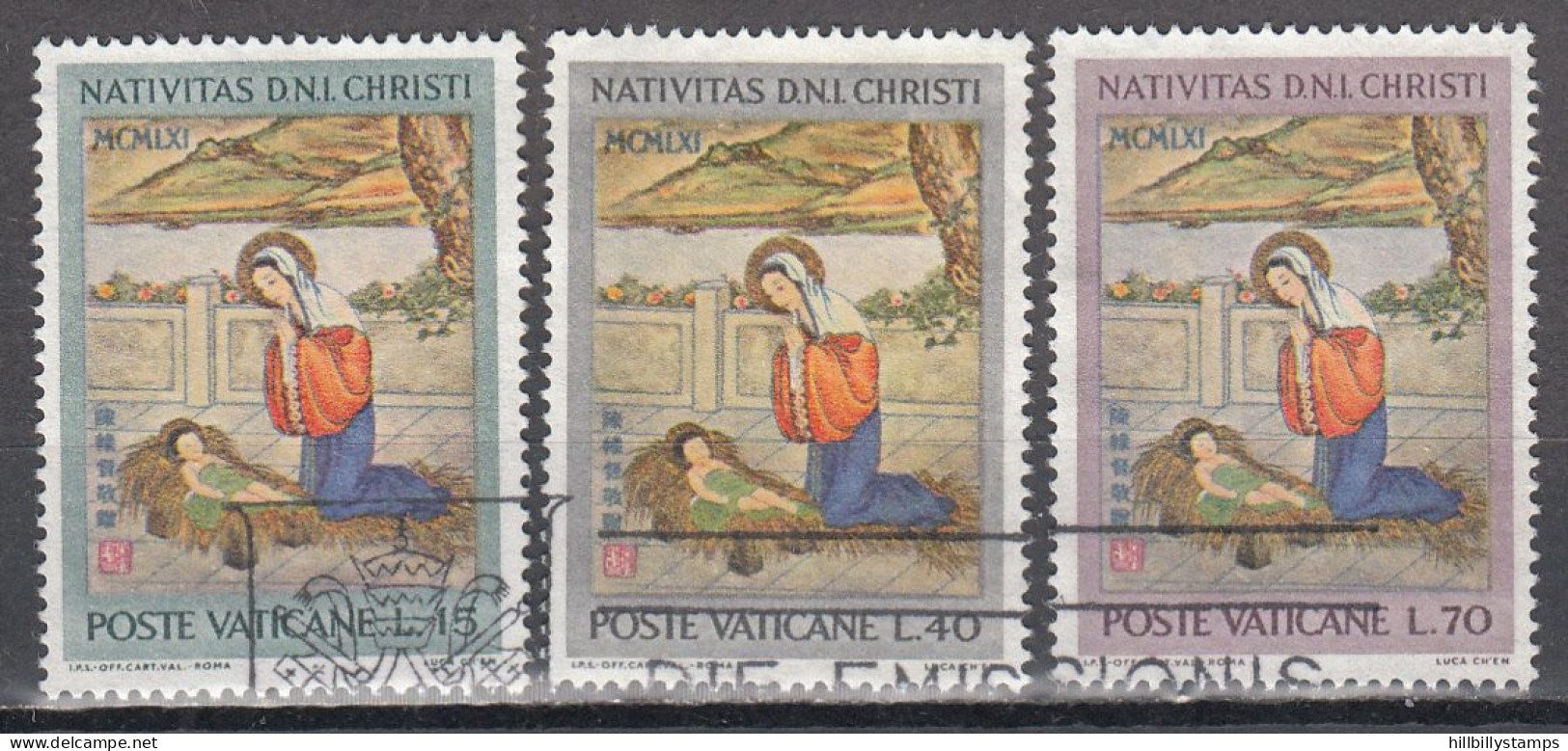 VATICAN   SCOTT NO 323-25    USED   YEAR  1961 - Used Stamps