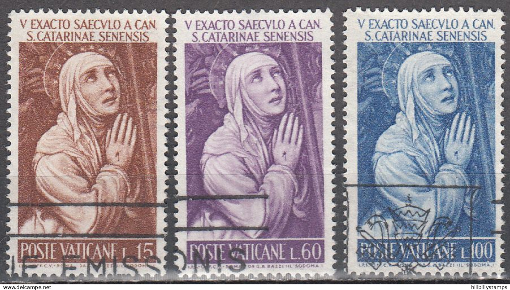 VATICAN   SCOTT NO 335-37   USED   YEAR  1962 - Gebruikt