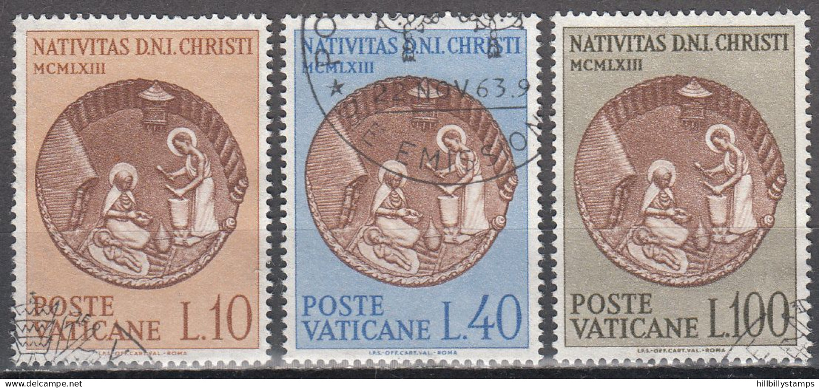 VATICAN   SCOTT NO 372-74  USED   YEAR  1963 - Gebraucht