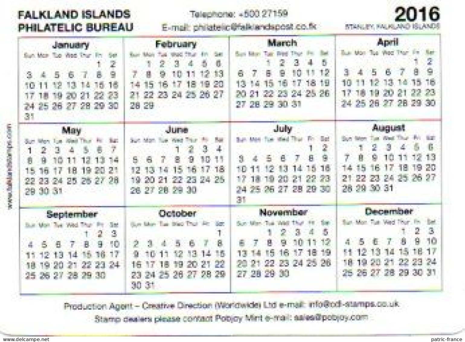 Antarctique BAT SOUTH GEORGIA FALKLAND - Mini Calendriers Lot5 - Other & Unclassified