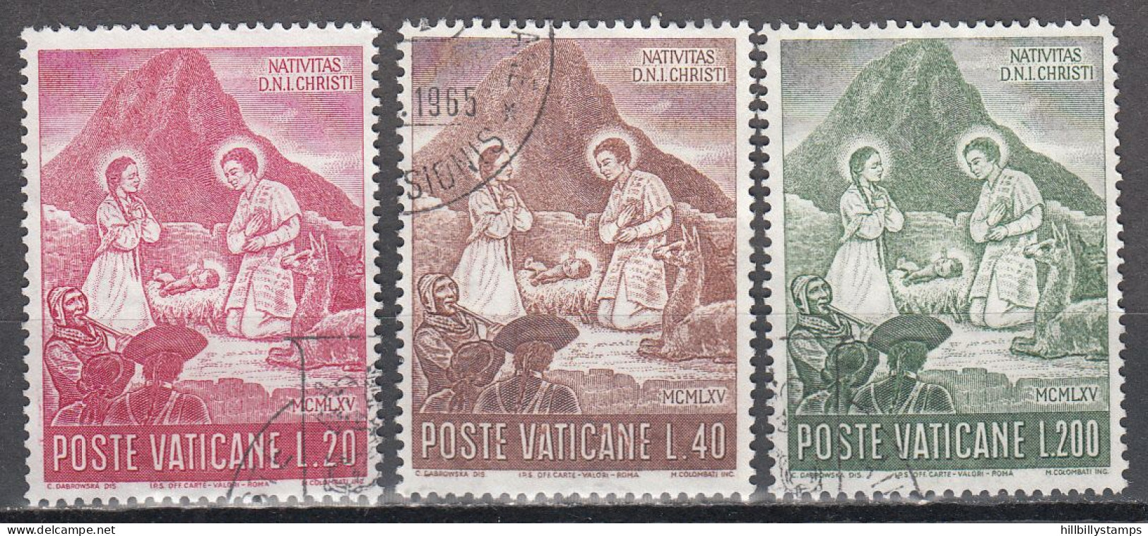 VATICAN   SCOTT NO 420-22   USED   YEAR  1965 - Used Stamps