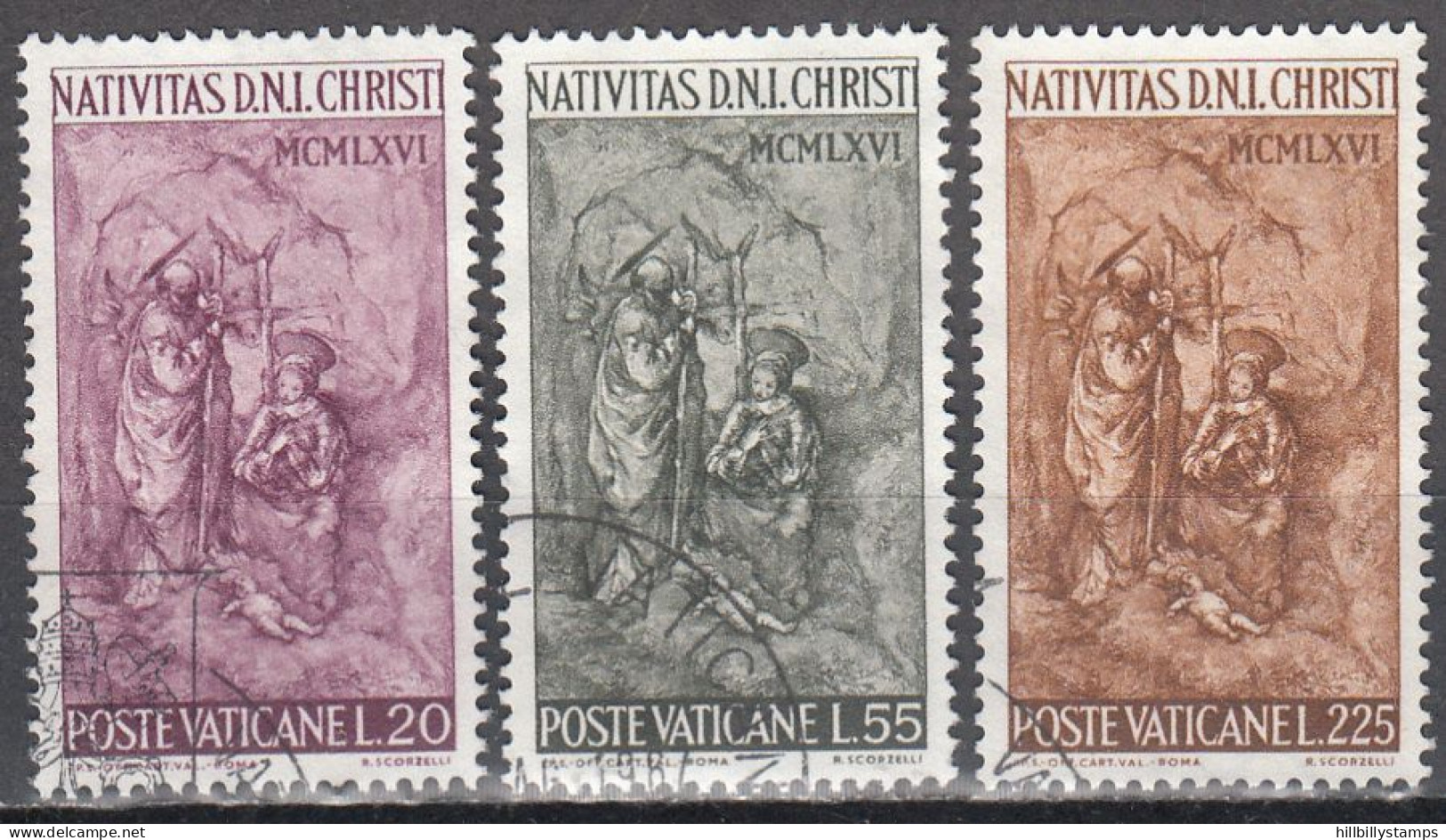 VATICAN   SCOTT NO 445-47   USED   YEAR  1966 - Oblitérés