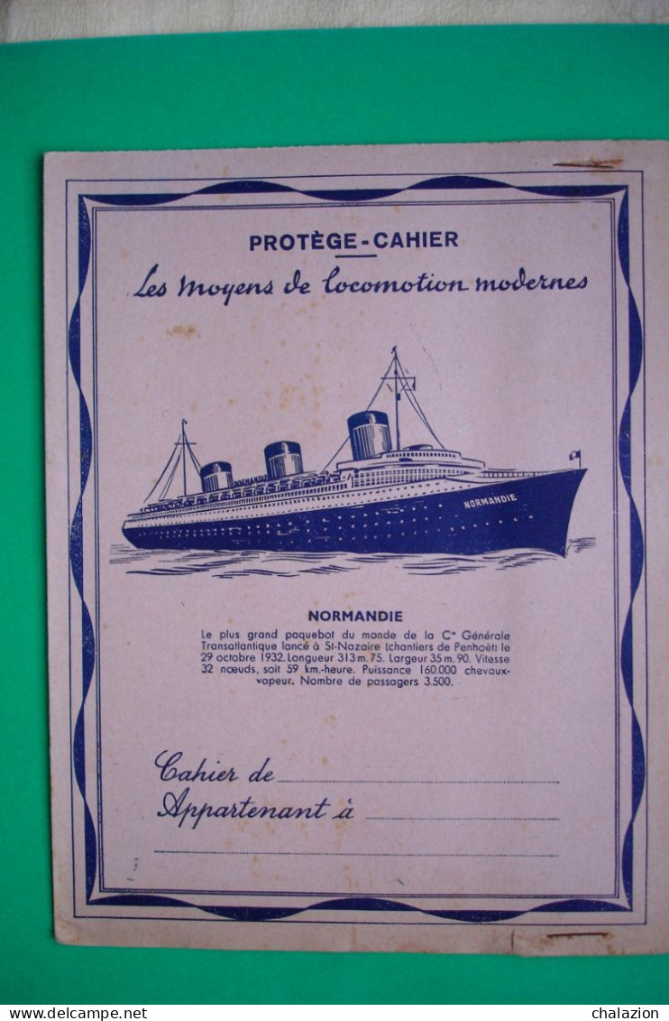 Paquebot NORMANDIE Protège Cahier Rose Publicité GADUASE - Transport