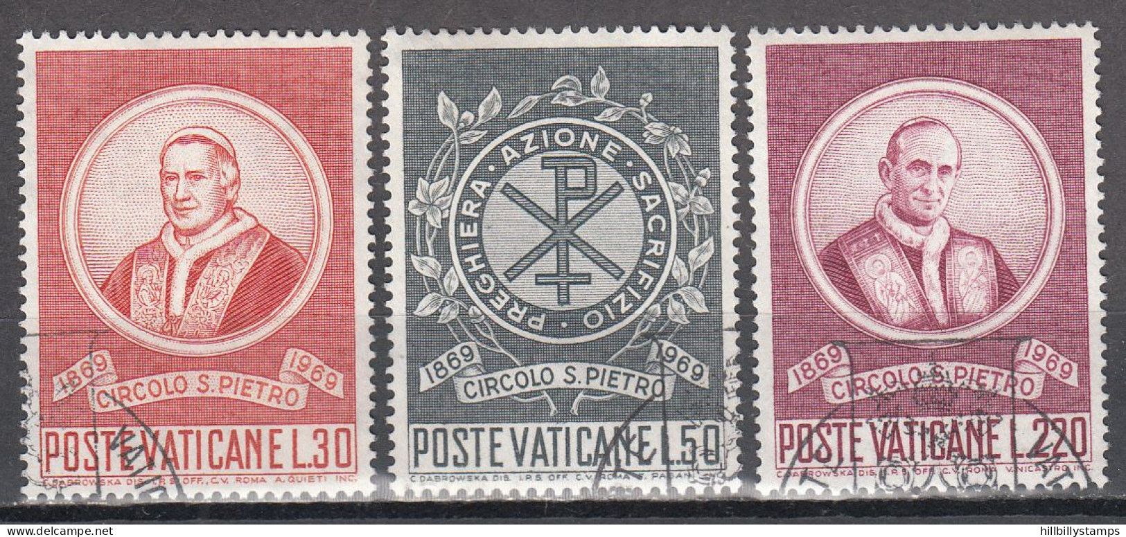 VATICAN   SCOTT NO 476-78   USED   YEAR  1969 - Usados