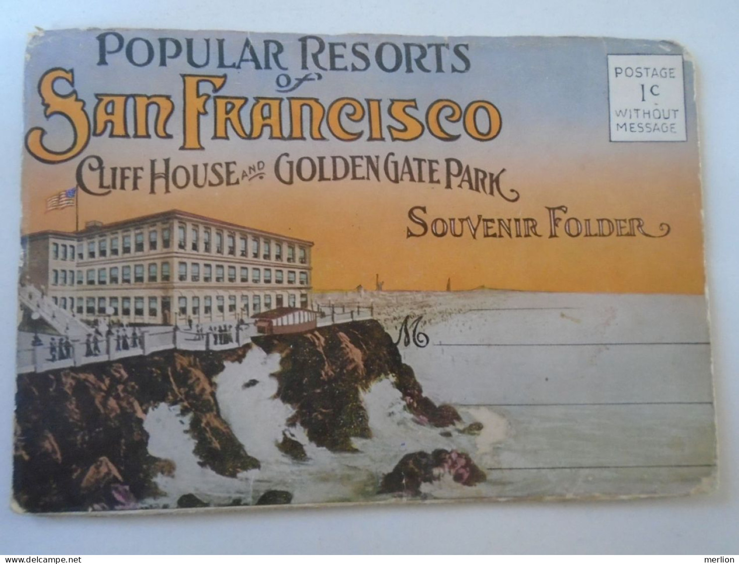 D197655   San Francisco -ca 1920  Popular Resorts - Cliff House & Golden Gate Park - Souvenir Folder - San Francisco