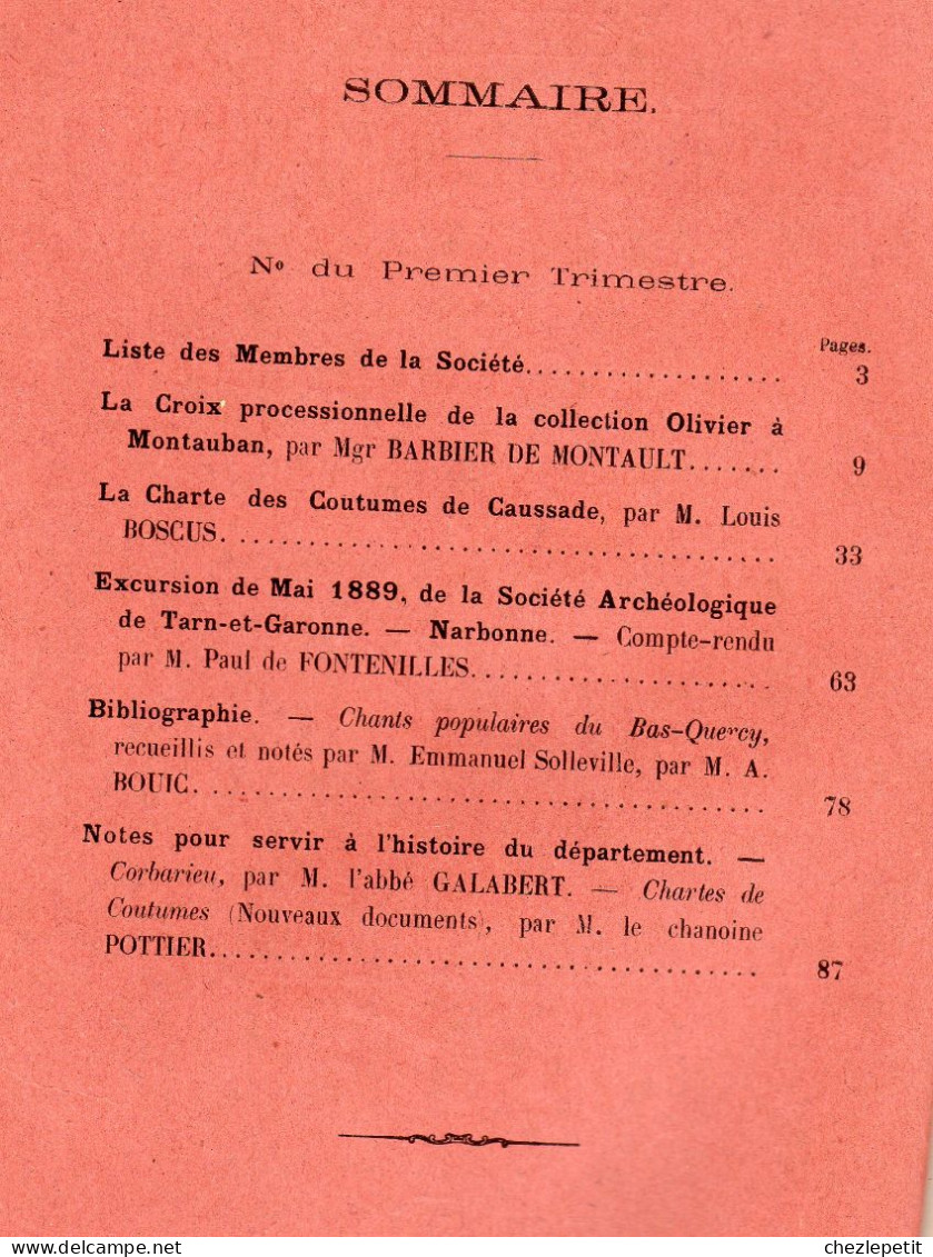 1890 Tarn Et Garonne Coutumes De Caussade Narbonne Collection Olivier Montauban - Languedoc-Roussillon