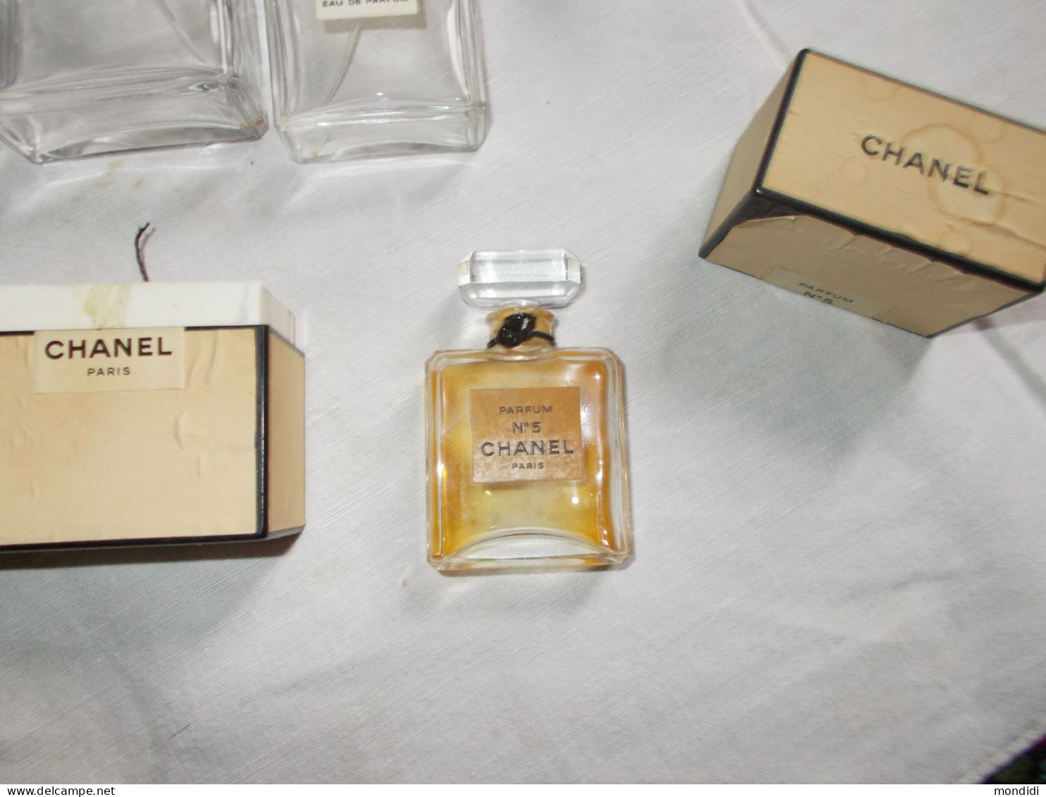 lot ancien flacons parfum chanel n° 5 vaporisateurs  boite et echantillon vintage