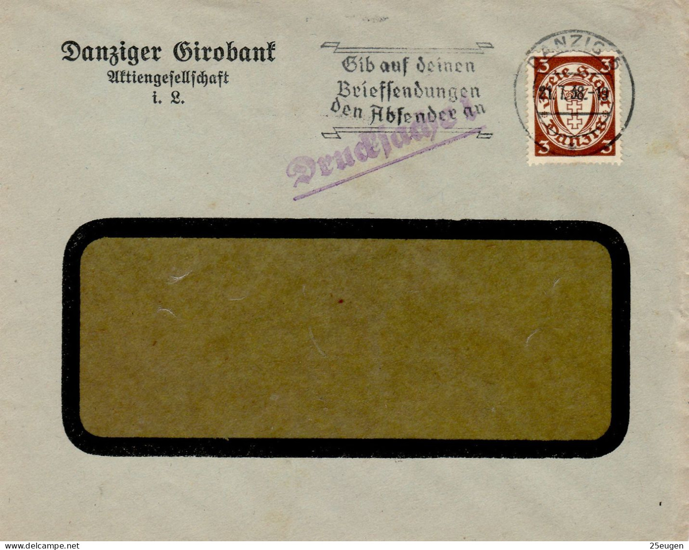 DANZIG 1938  LETTER SENT FROM DANZIG - Storia Postale