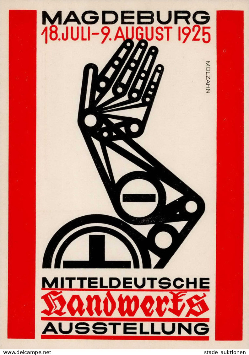 Bauhaus Molzahn, Johannes Magdeburg Mitteldeutsche Handwerks-Ausstellung 1925 Offizielle Ausstellungs-Postkarte I Expo - Non Classificati