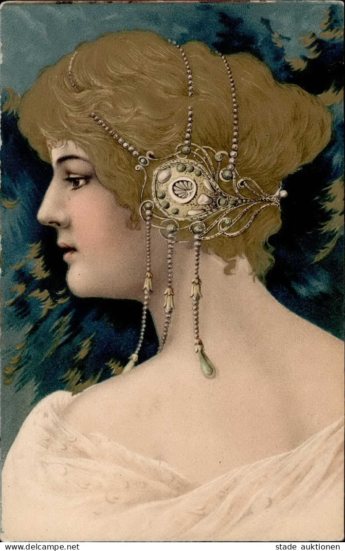 Jugendstil Frau Präge-Karte I-II Art Nouveau - Ohne Zuordnung