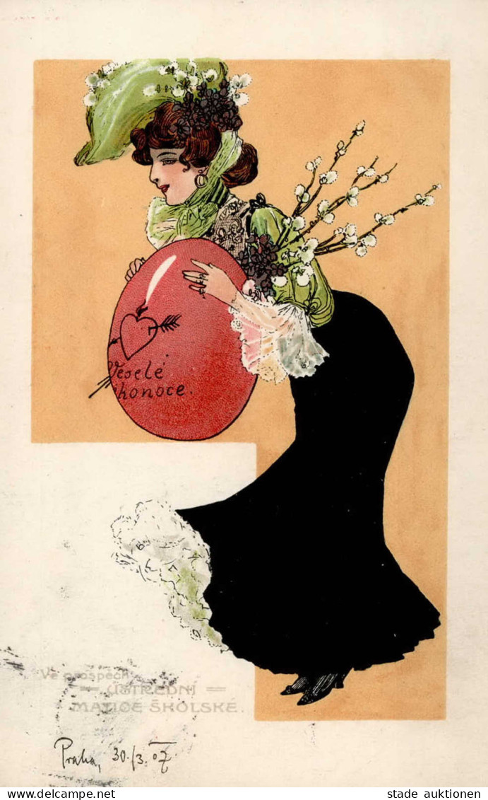 Jugendstil Frau Ostern I-II (fleckig) Art Nouveau Paques - Unclassified