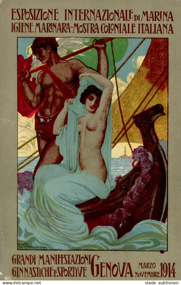 Jugendstil Sign. Faini Genova Marine-Ausstellung 1914 II (Bugspuren) Expo Art Nouveau - Unclassified