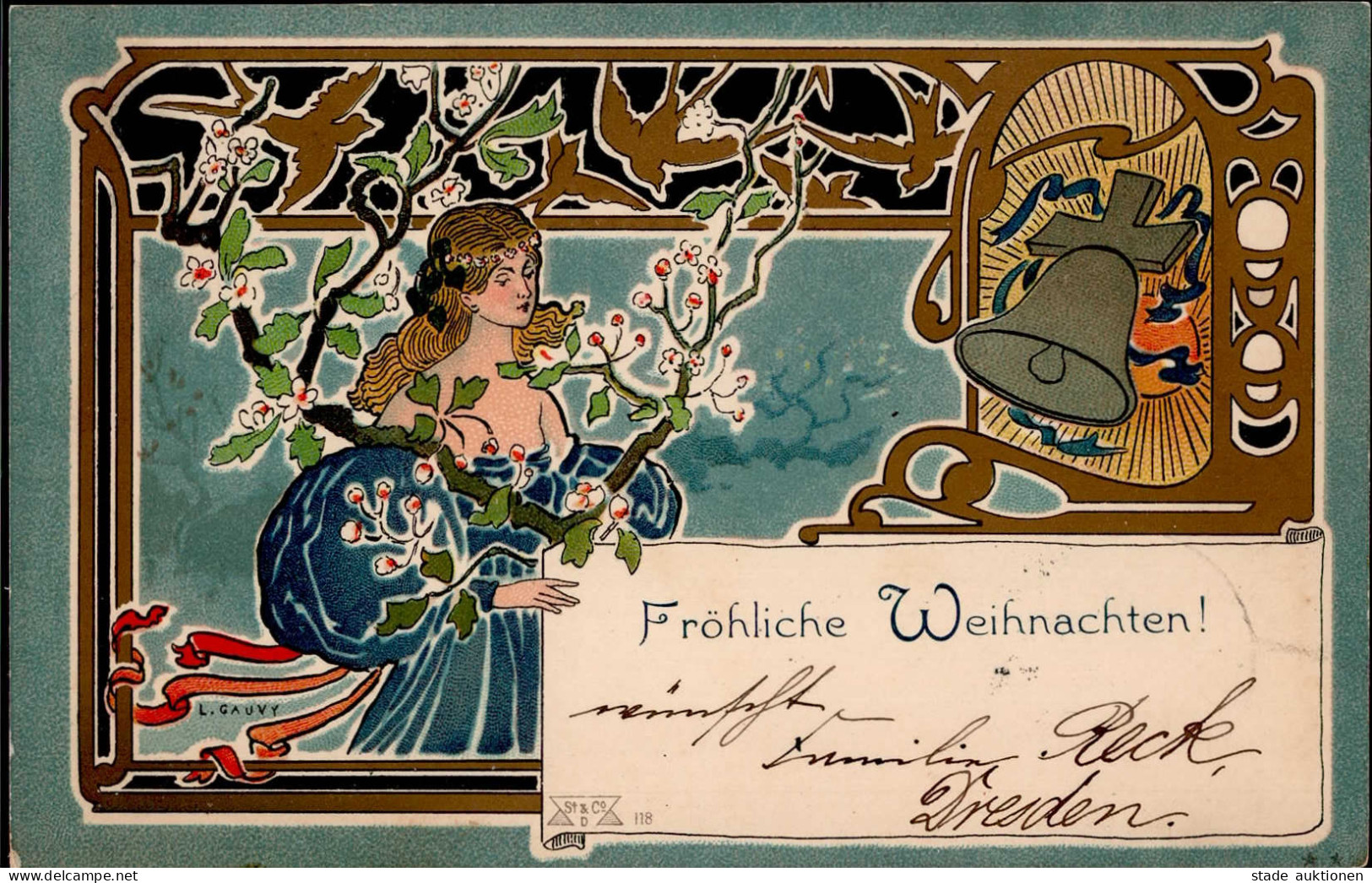 Jugendstil Sign. Cauvy, Leon Weihnachten I-II Noel Art Nouveau - Ohne Zuordnung