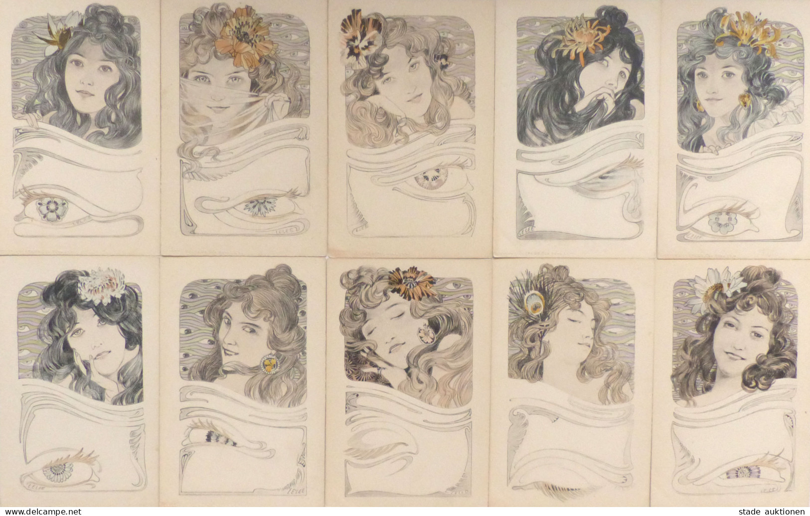 Lelee, Leopold Lot Mit 10 Künstlerkarten Serie Frauen Jugendstil I-II Art Nouveau Femmes - Non Classificati