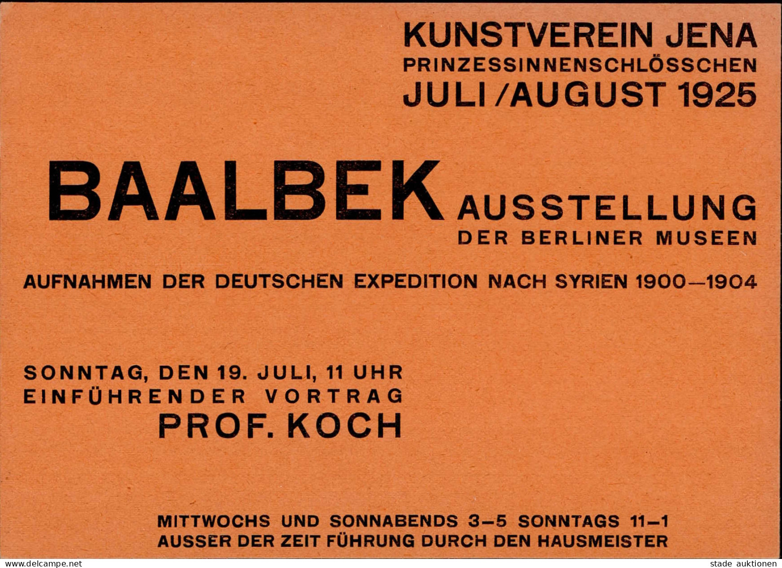 Kunstgeschichte Jena Kunstverein Einladungskarte Entwurf Walter Dexel Ausstellung Baalbek 1925 I-II Expo - Unclassified