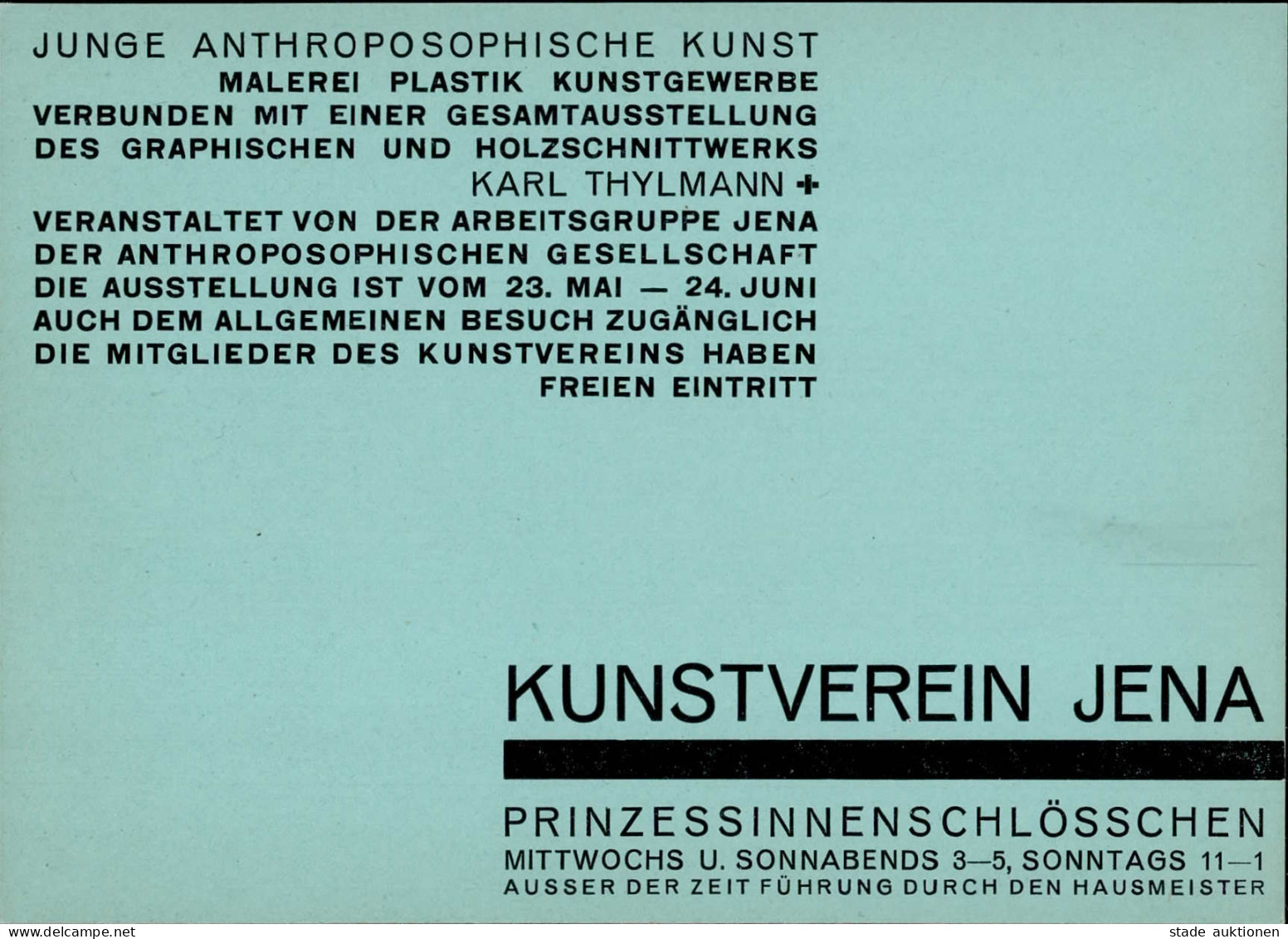 Kunstgeschichte Jena Kunstverein Einladungskarte Entwurf Walter Dexel Ausstellung Junge Anthrosophische Kunst Karl Thylm - Unclassified