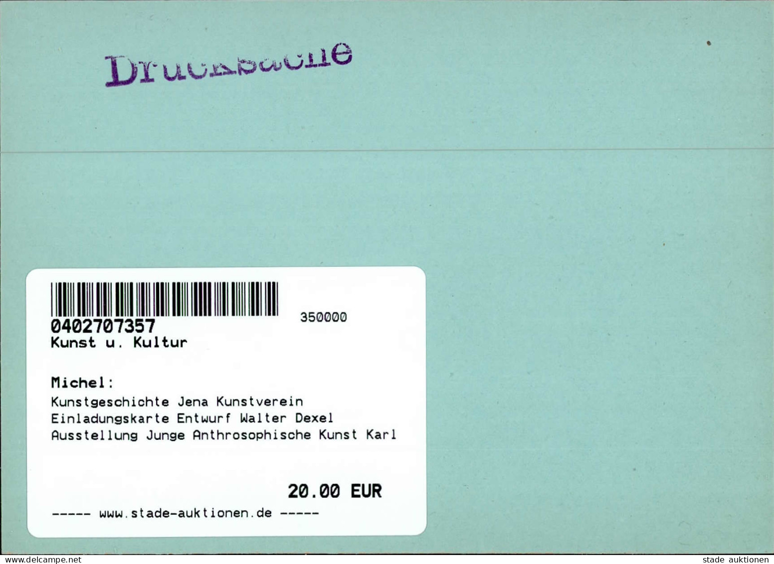 Kunstgeschichte Jena Kunstverein Einladungskarte Entwurf Walter Dexel Ausstellung Junge Anthrosophische Kunst Karl Thylm - Non Classés