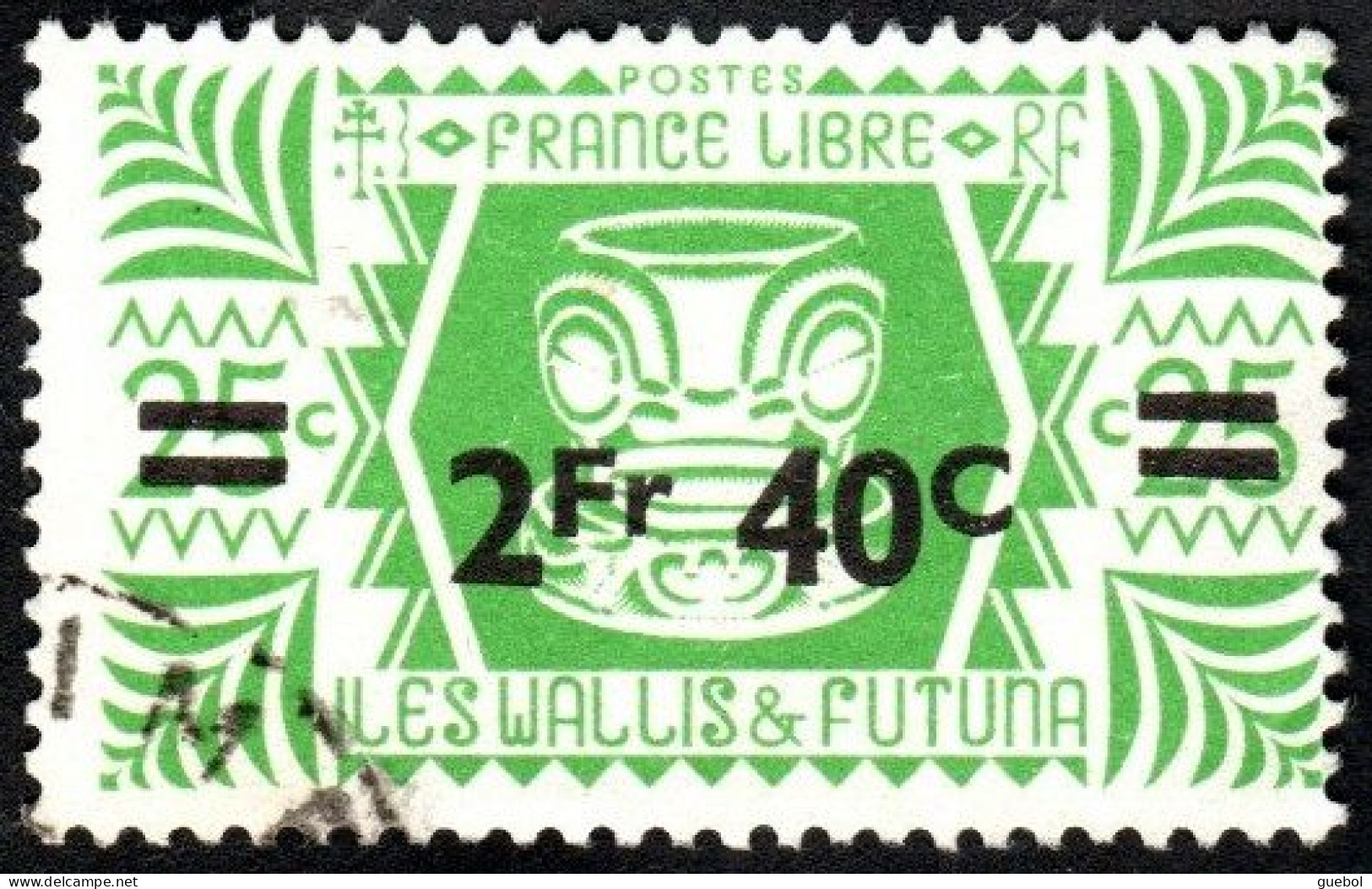 Wallis Et Futuna Obl. N°  152 - Série De Londres. 2f40 Sur 25c Vert-jaune - Gebraucht