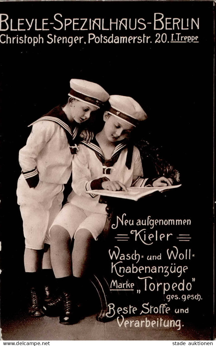 Werbung Bleyle Spezialhaus Berlin Torpedo Knabenanzüge 1916 I-II (Randabschürfungen) Publicite - Publicité