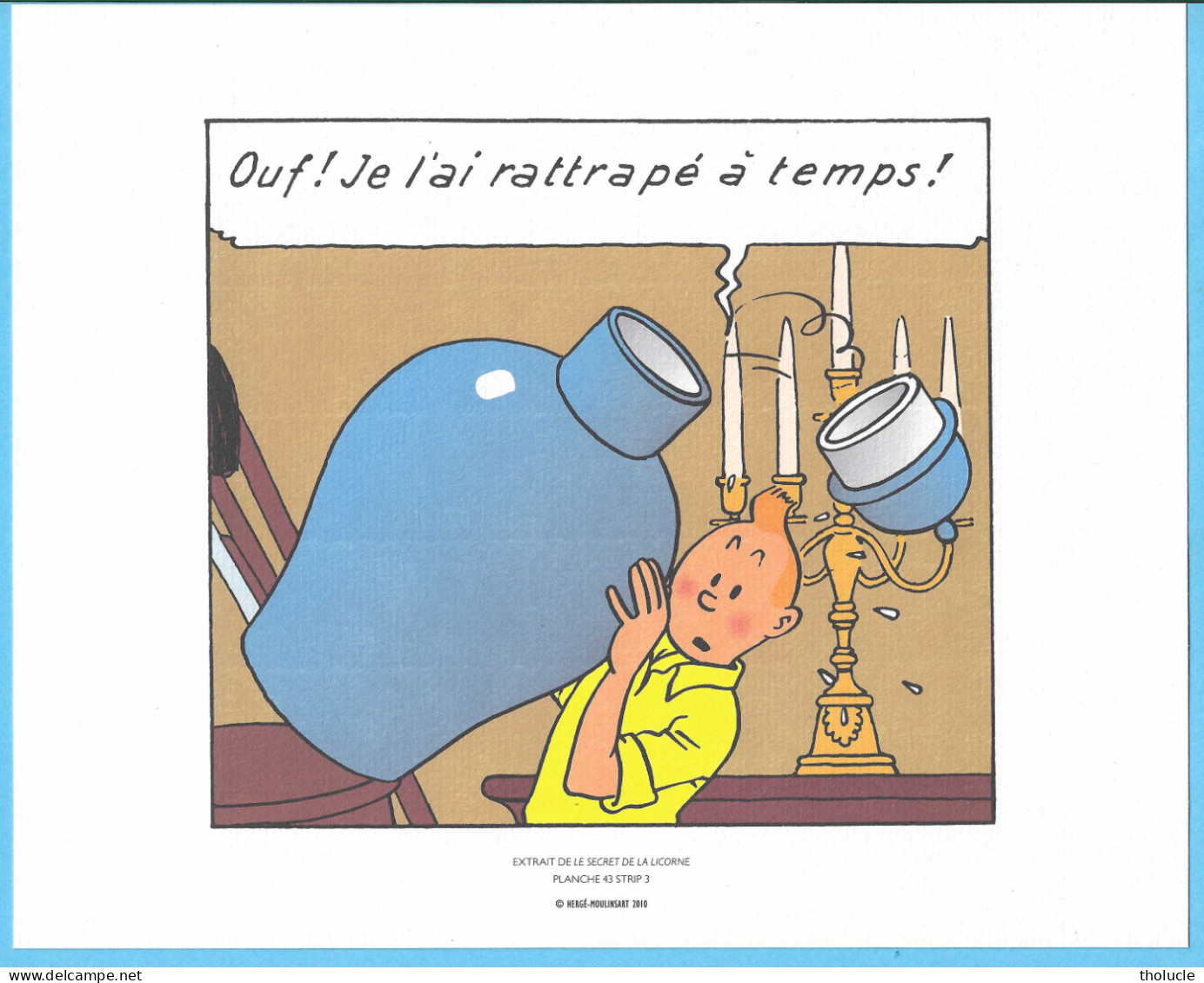 Ex-Libris-Extrait De Tintin "Le Secret De La Licorne" Le Vase -Dim.240x193mm-papier Dessin 220gr-Tirés(tiré) à Part - Illustrateurs G - I