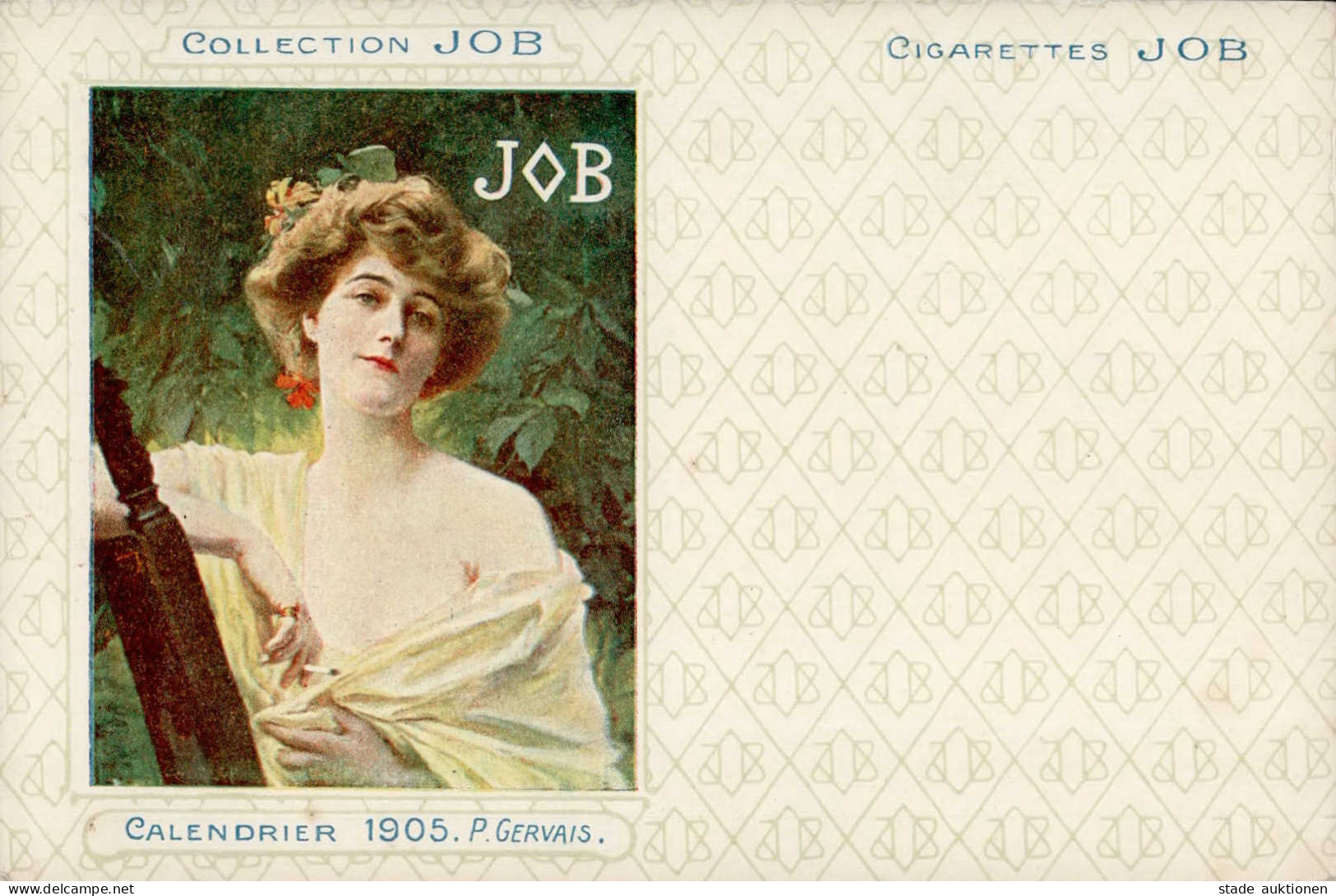 Werbung Cigarettes JOB Calendrier 1905 Künstlerkarte Gervais, P. I-II Publicite - Publicité