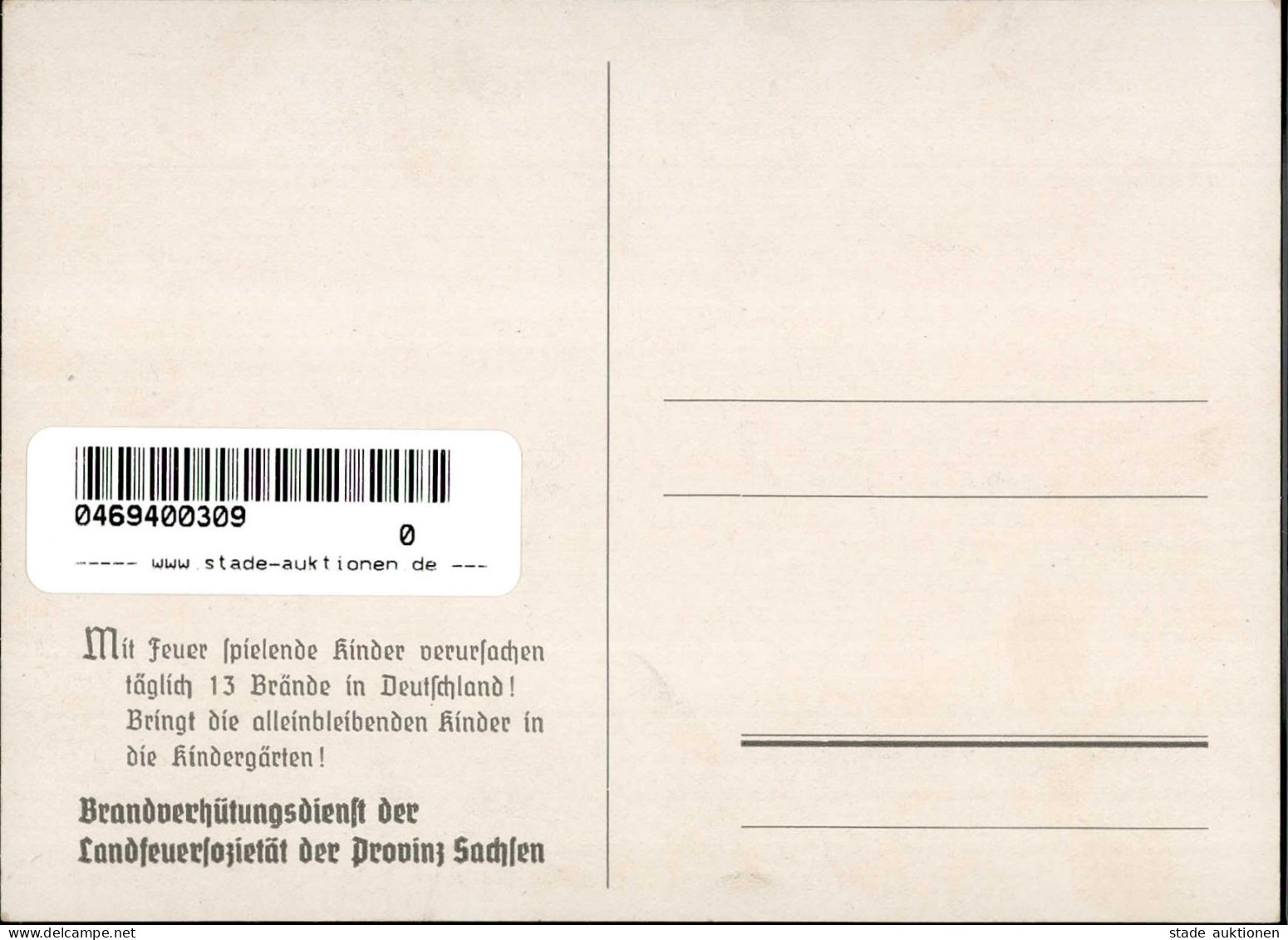 Brandverhütungsdienst Der Landesfeuersozietät Der Provinz Sachsen Künstlerkarte I-II - Pompieri
