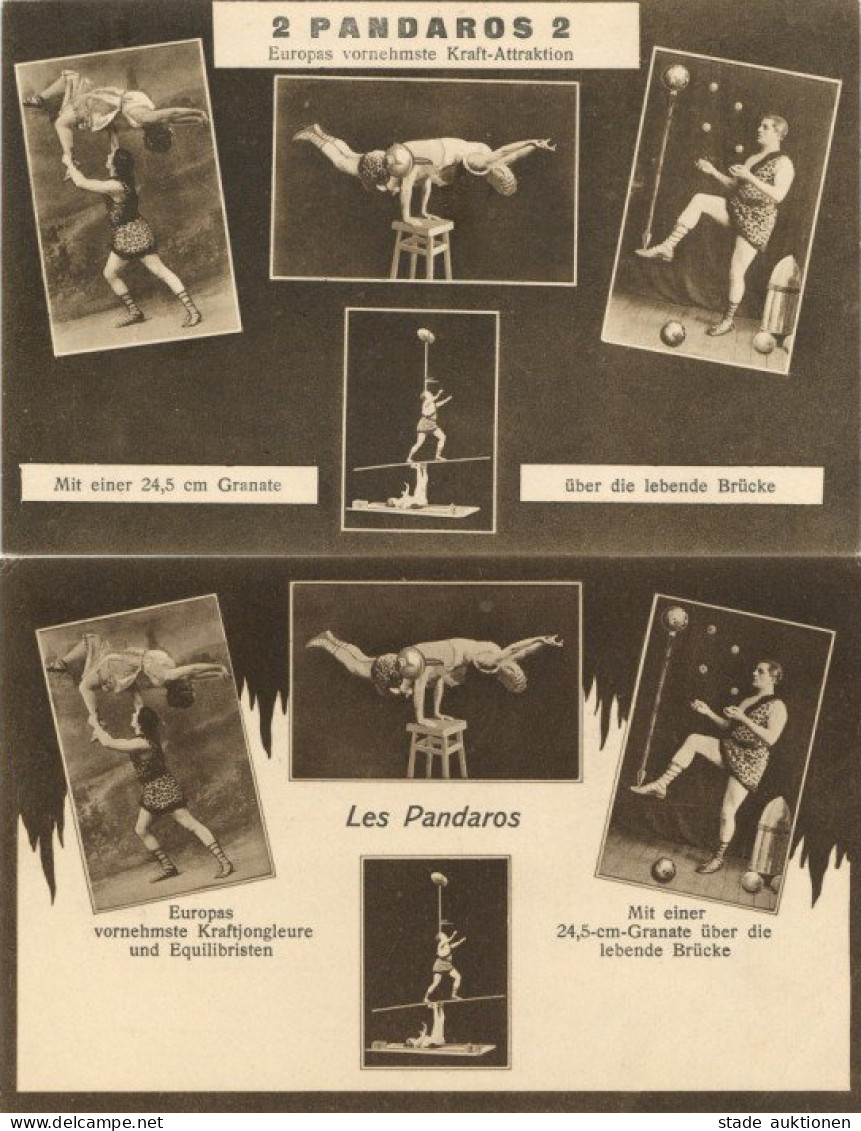 Zirkus Le Pandaros Kraftakrobaten Lot Mit 2 Ansichtskarten I-II - Zirkus