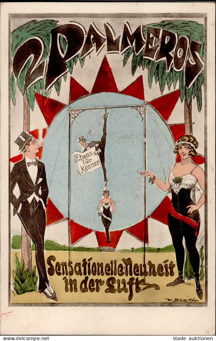 Zirkus 2 Palmeros Sensationelle Neuheit In Der Luft Sign., Rückseite Original Unterschrift I-II - Zirkus