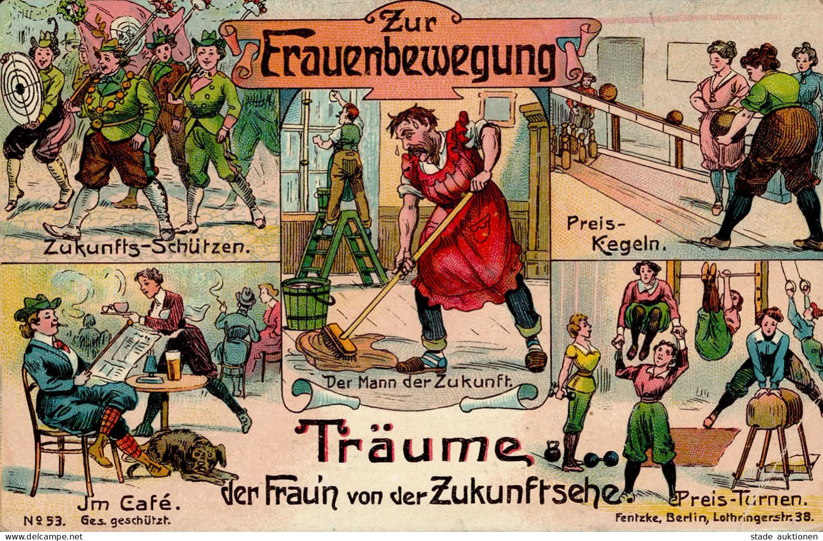Zukunft Frauenbewegung 1910 II (Eckknick, Fleckig) - Humor