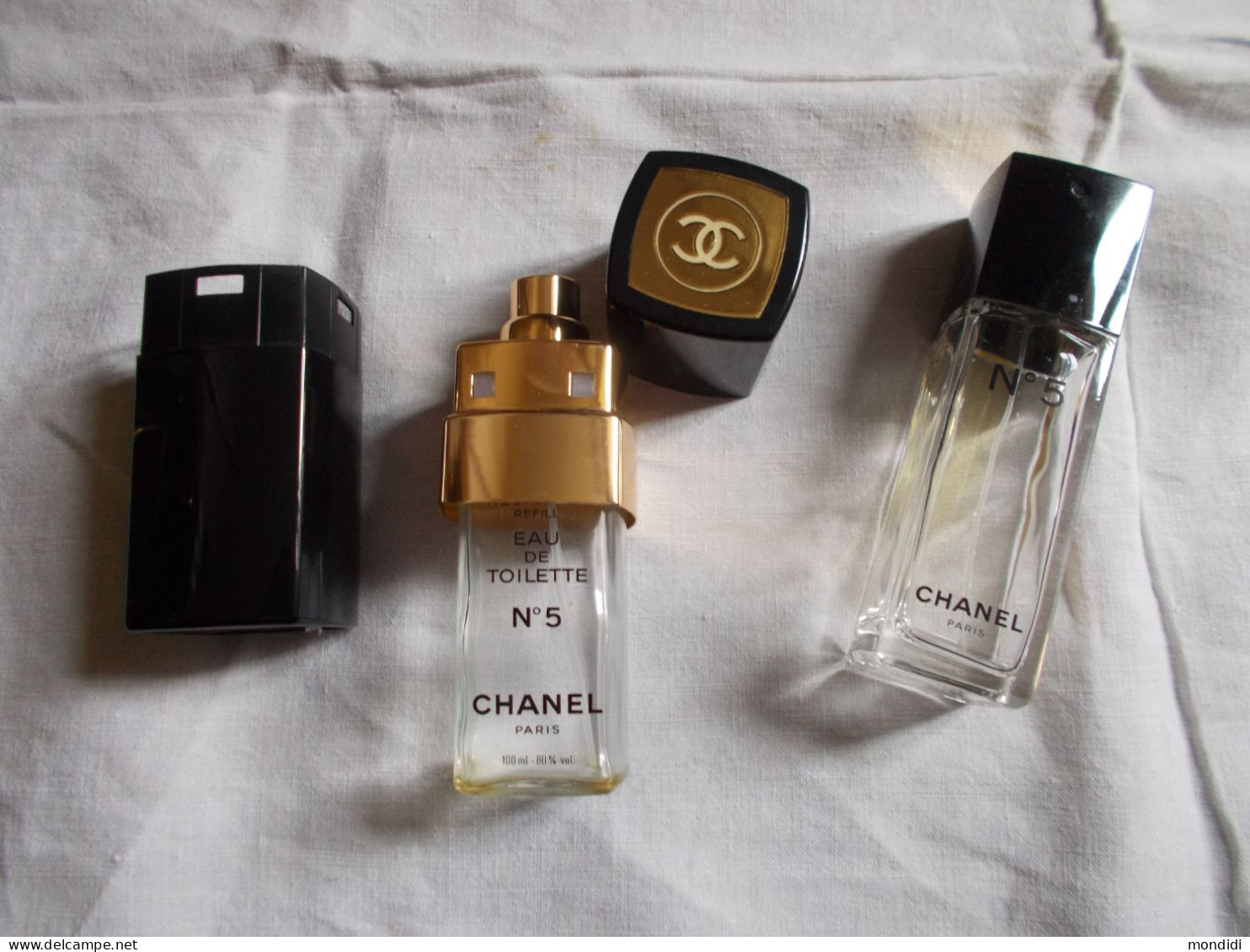 Lot Etui Vaporisateur Rechargeable Chanel N°5 Vintage + Vaporisateur Chanel N° 5 - Flakons (leer)